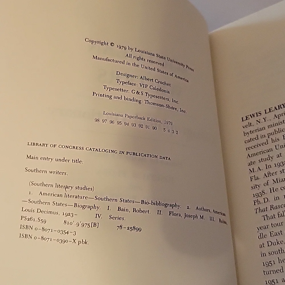 Southern Writers A Biographical Dictionary